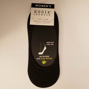 1 Pair Essie Legwear Women's Low-cut Black Microfiber Socks Aloe Infused New NWT